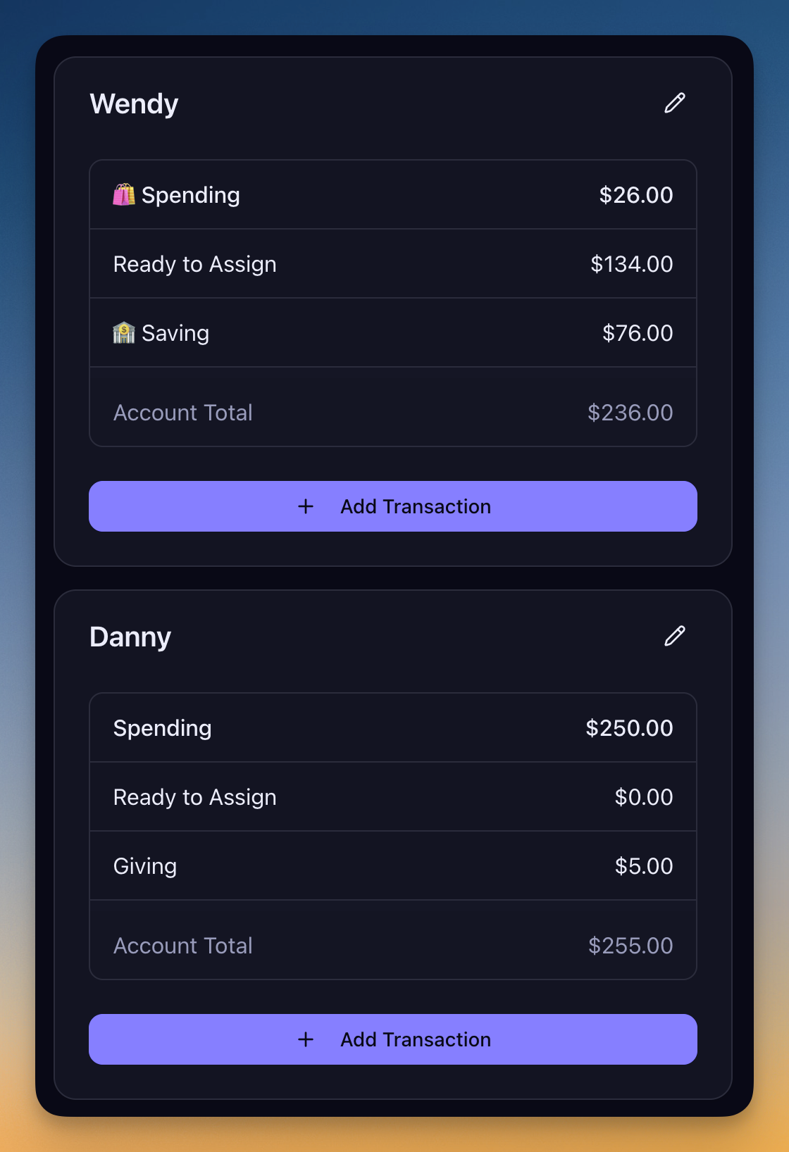 YNAB Kids Front End